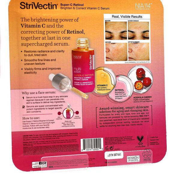 STRIVECTIN Multi Action Super C Retinol Brighten Correct Vitamin C Serum 2 1oz - Picture 7 of 7